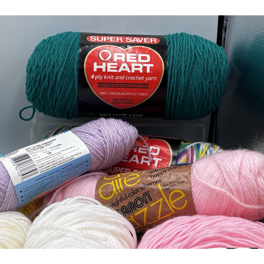 21 Misc Brands Yarn White/Cream Green Pink Blue Mutli Mixed Lot New Partial Lot - Picture 2 of 8